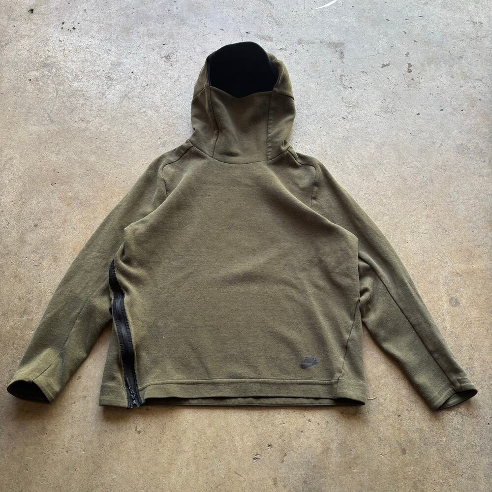 Men's Nike Sportswear Green Tech Fleece Funnel Hoodie Pullover Sweatshirt Sz M